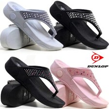 Ladies Low Wedge Heel Comfort Walking Fit Flip Flops Fitness Toning Sandals Shoe