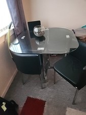 Glass dining table with four - table,