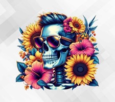 Floral Skull Wall vinyl decal