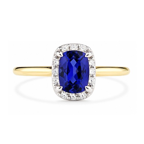 9ct yellow gold lab sapphire - lab,