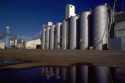 Grain silos reflection - grain,