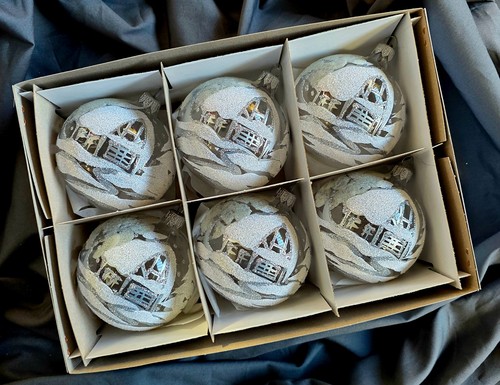 Hand painted glass baubles set - painted,