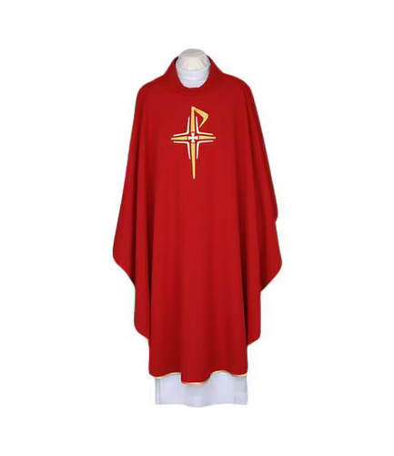 Red chasuble embroidered belt - red,