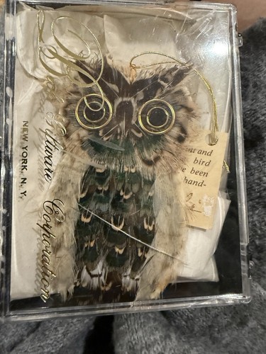 Pheasant feather owl ornament - feather,