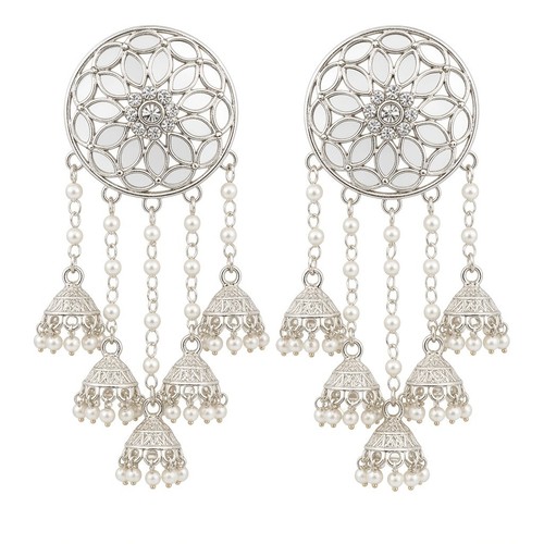 Silver tone jhumka earrings - jhumka,