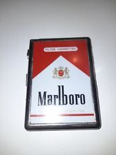 Vintage Marlboro Cigarette/Lighter Tin Box Holder + Lighter