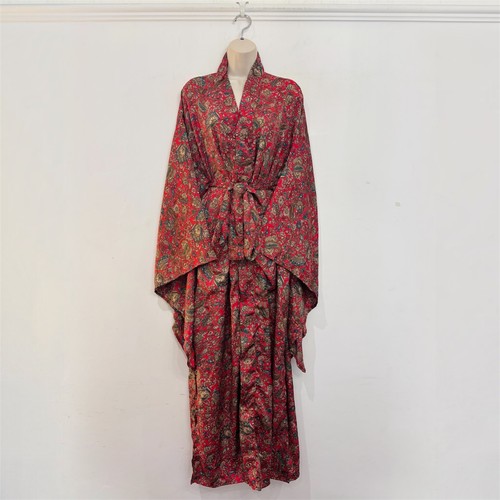 Recycled sari silk long kimono - recycled,
