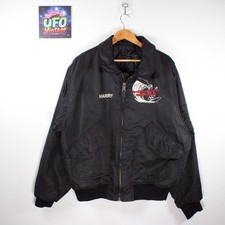 Mil-Tec CWU-45/MA2 Bomber Jacket Mens XL Black Alps Skiing Graphic Harry Vintage