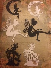 6x Large Fantasy Silhouette Fairy Die Cuts In Quality Card, 7 Options