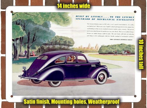 Metal sign 1937 lincoln - metal,