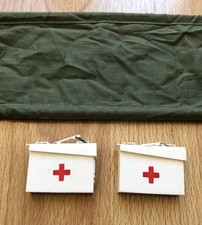 Vintage Action Man 2x White Medic Cases Plus Stretcher/Field Hospital Bed