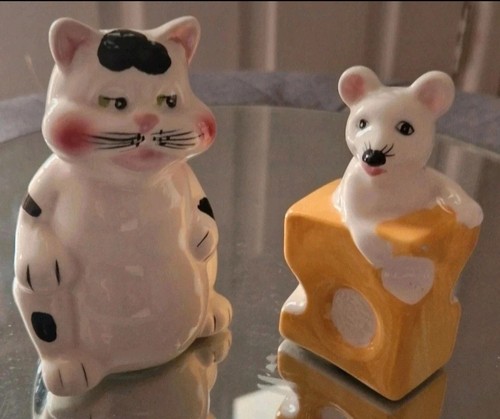 Vintage ceramic cat mouse - vintage,
