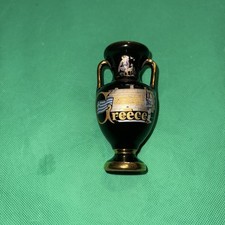 Small Vintage Greek Handled Vase in 24K Gold Decoration 12cm Tall