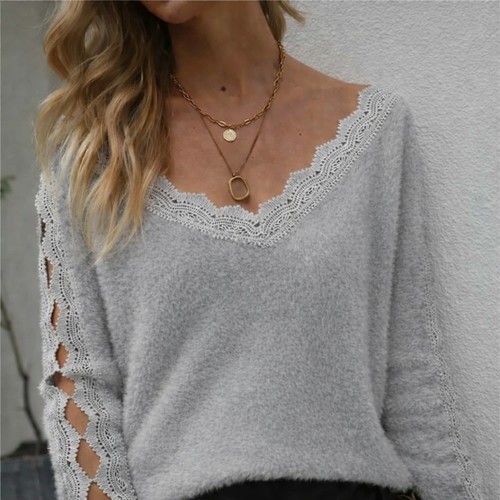 Lacey neck back - v-neck,