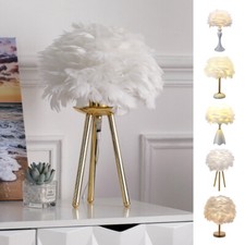 Feather Shade Table Bedside Lamp Bedroom Desk Night Light Living Room Decoration