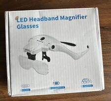 Headset Magnifying Glass 2 LED Light Head Headband Magnifier 4 Lens With Box UK