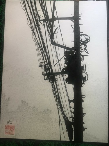 Original illustration 電線 - illustration., "電線