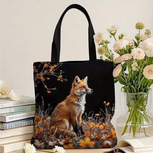 Fox themed reusable tote - reusable,
