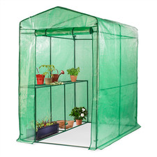 WALK IN GREENHOUSE STEEPLE GROW HOUSE WITH SHELVES LARGE PLANT GARDEN SHED FRUIT