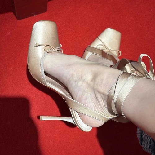 Satin nude cassia lace - lace, up
