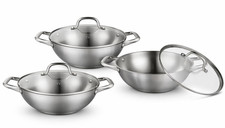 6Pcs Stainless Steel Wok Set