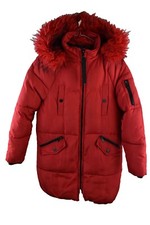 RIVER ISLAND Red Parka Coat size Uk 8 Womens Full Zip Hooded Casual Outdoors