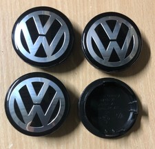 4x VW Volkswagen 65mm Wheel Centre Caps Golf Passat 3B7601171 5G0601171 Black