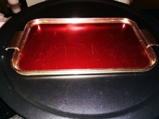 Vintage Red Metal Cocktail serving tray by Woodmet Ltd. England 1950s 