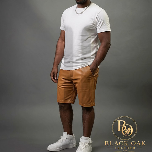Men genuine leather bermuda - genuine,