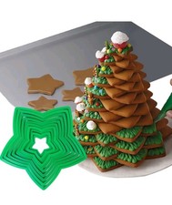 Star Cookie Cutter Set, 10-Piece Christmas Tree Tower Decoration, Green New Pack