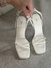 zara white ecru strappy heels size 7 