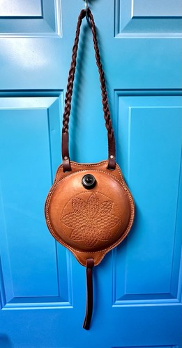 Leather water canteen with - leather,