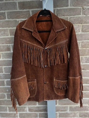 Vintage brown genuine - genuine, suede