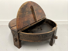 Antique 19th century Indian Teak hinged Chakki Coffee Table Grinder with storage