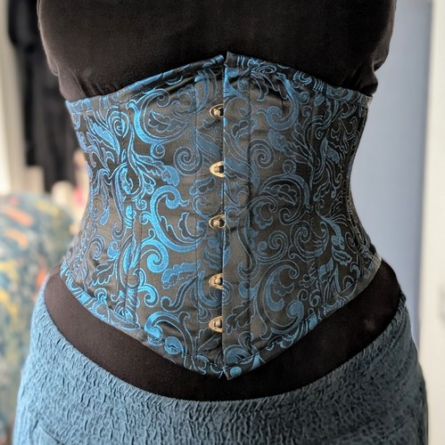Blue and black underbust - blue,