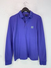 Hugo Boss Purple Cotton Blend Regular Fit Long Sleeve Polo Shirt Button Collar M