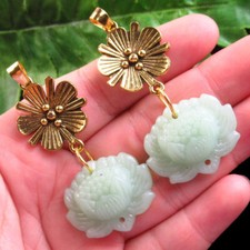 4Pcs Cyan jade Lotus Tibetan