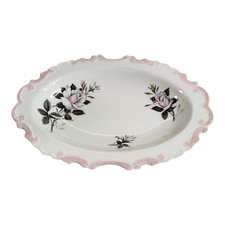 Royal Albert England Bone China Oval Serving Platter | White with Pink Rose