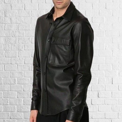 Men genuine black lambskin - genuine,