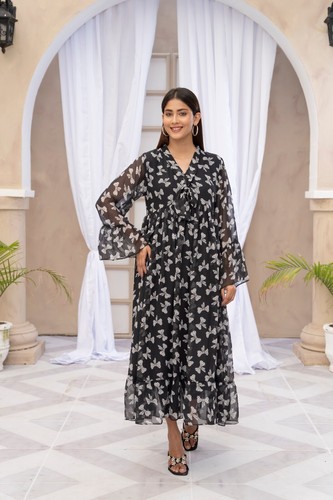 Bow print anarkali frock - frock, dress