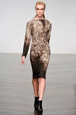 MARIA GRACHVOGEL Beige Brown Dress Long Sleeve 100% Wool Size UK 8 VGC