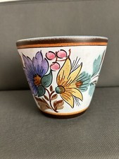 Vintage Flora Gouda Hand Painted Ceramic Iris Flower Pot Planter