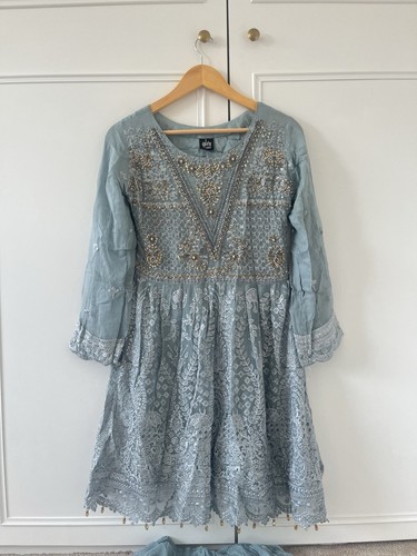Blue embroidered sharara - sharara, pants