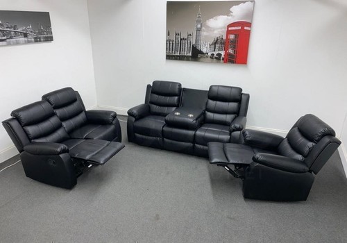 Lando black leather reclining - leather,