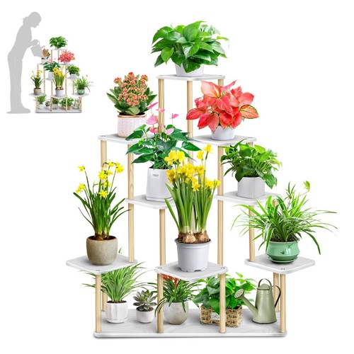 Wood plant stand pot - wood,