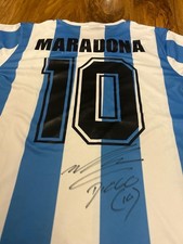 Diego Maradona Hand Signed Argentina Home Shirt With Coa Included 