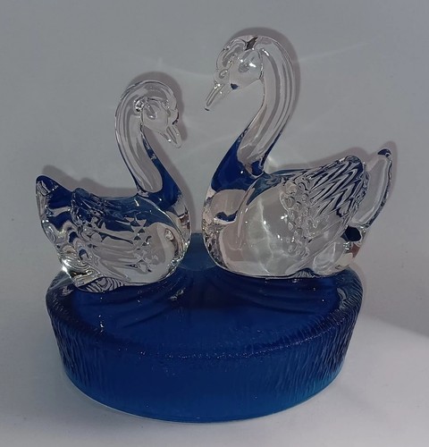 Blue base crystal swans - crystal, glass