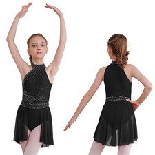 UK Lyrical Dance Dress Girl's Ballet Gymnastics Leotard Contemporary Dancewear