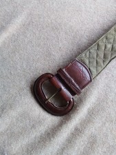 Beautiful MULBERRY Quilted Suede&Leather Belt Tan/olive Size 30/75 BN 8-61