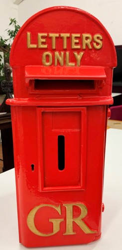 Red post box original antique - box,